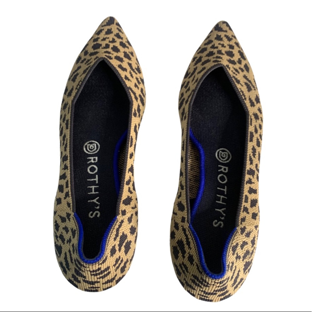 Rothy’s The Point Leopard Print Retired Brown Tan Leopard Flats Shoes Size 9.5 - Picture 11 of 11